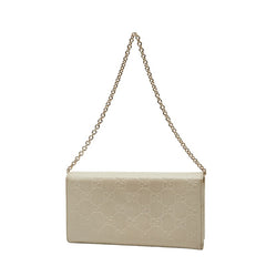 グッチ グッチシマ 長財布 チェーンウォレット 2WAY 224262 ホワイト レザー レディース GUCCI 【中古】