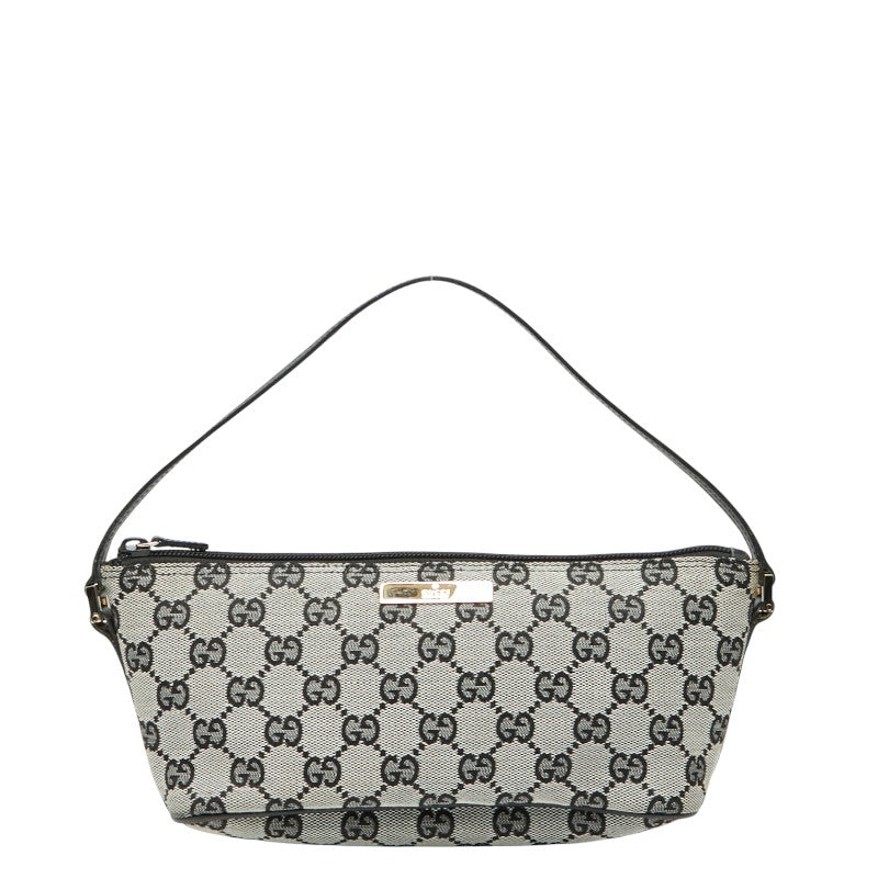 グッチ GGキャンバス ハンドバッグ アクセサリーポーチ 039 1103 ネイビー キャンバス レザー レディース GUCCI 【中古】