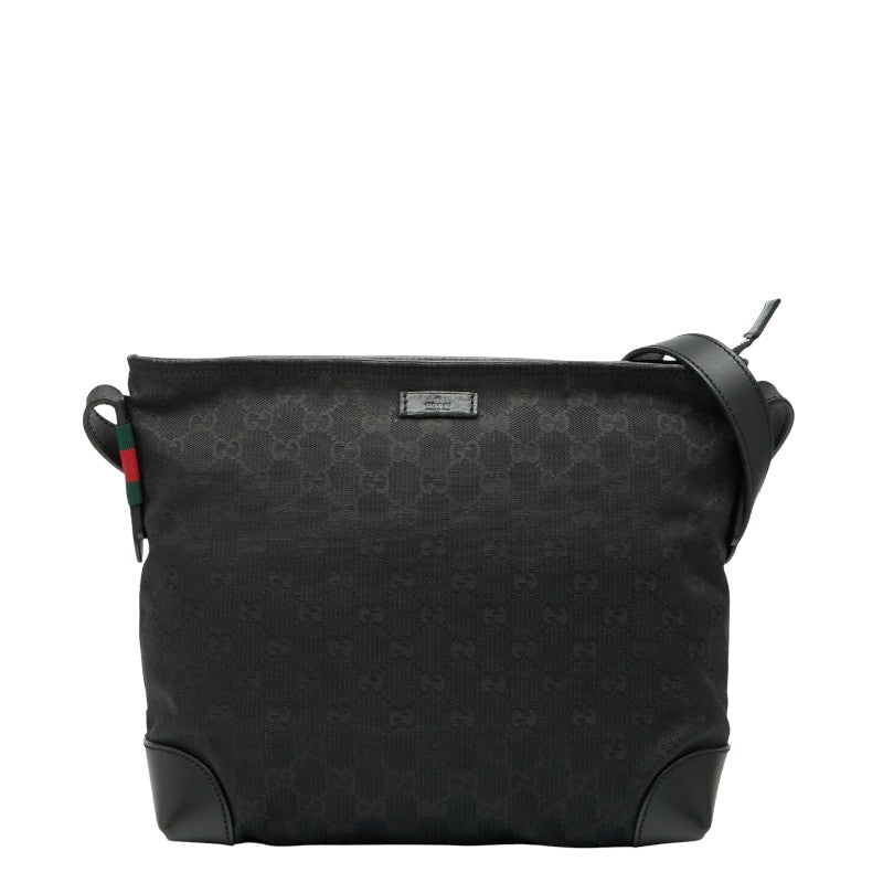 グッチ GGキャンバス ショルダーバッグ 337598 ブラック キャンバス レザー レディース GUCCI 【中古】