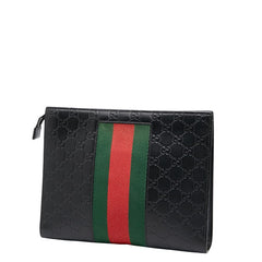 グッチ シェリーライン グッチシマ クラッチバッグ セカンドバッグ 475316 ブラック マルチカラー レザー キャンバス メンズ GUCCI 【中古】