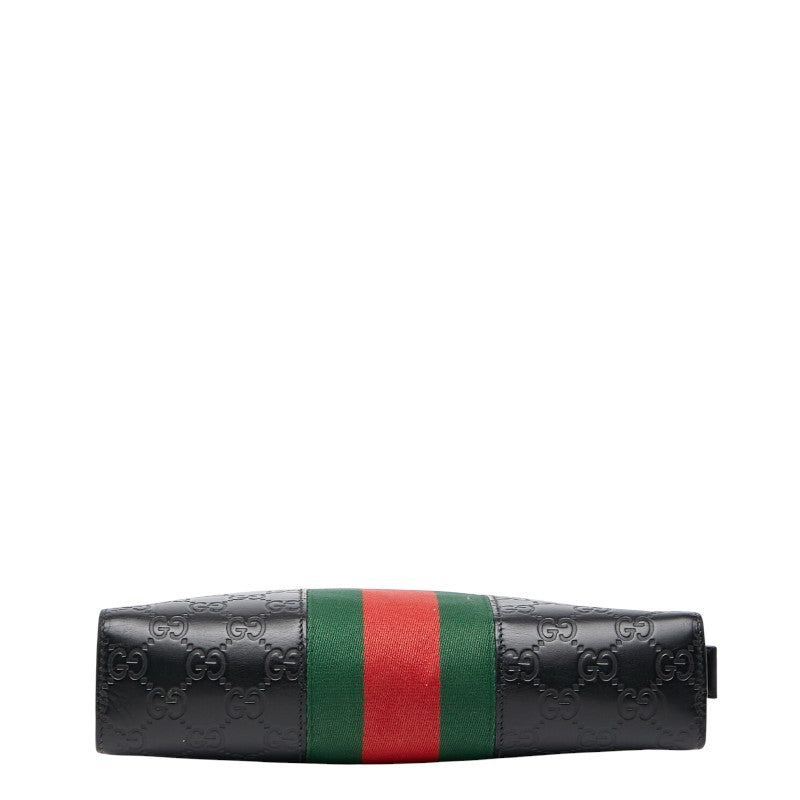 グッチ シェリーライン グッチシマ クラッチバッグ セカンドバッグ 475316 ブラック マルチカラー レザー キャンバス メンズ GUCCI 【中古】