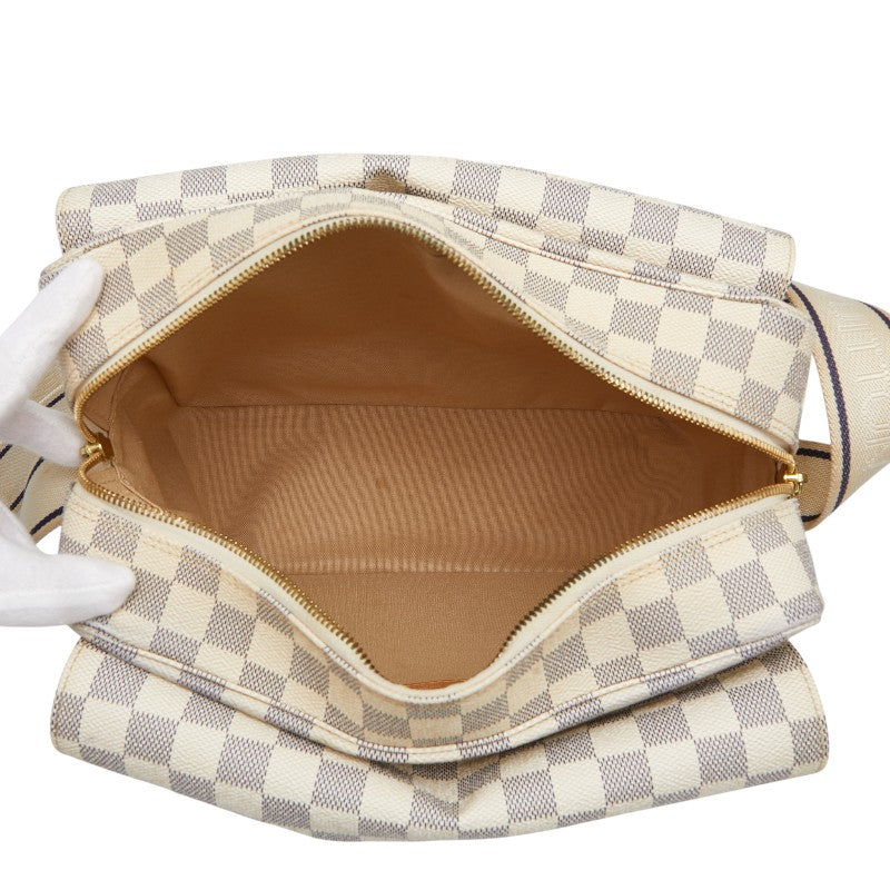 ルイ ヴィトン ダミエ アズール ナヴィグリオ ショルダーバッグ N51189 ホワイト PVC レザー レディース LOUIS VUITTON 【中古】