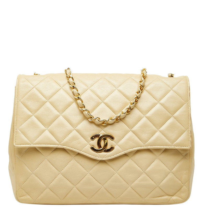 シャネル マトラッセ チェーン ショルダーバッグ ベージュ ラムスキン レディース CHANEL 【中古】