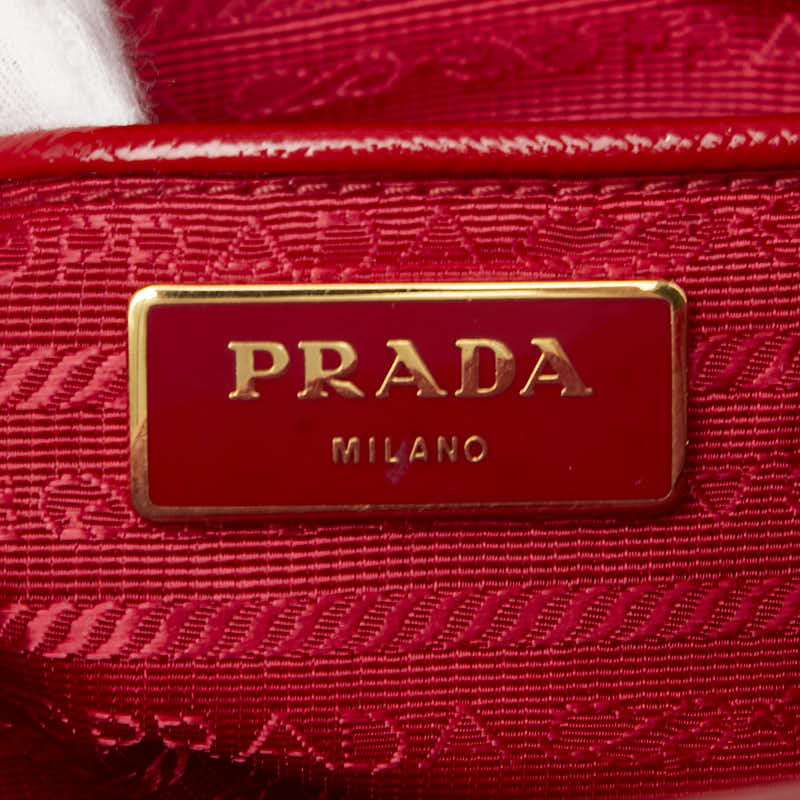 プラダ 三角ロゴプレート ガレリア ハンドバッグ ショルダーバッグ 2WAY BN2274 レッド サフィアーノレザー レディース PRADA 【中古】
