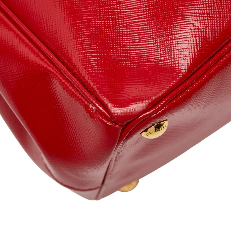 プラダ 三角ロゴプレート ガレリア ハンドバッグ ショルダーバッグ 2WAY BN2274 レッド サフィアーノレザー レディース PRADA 【中古】