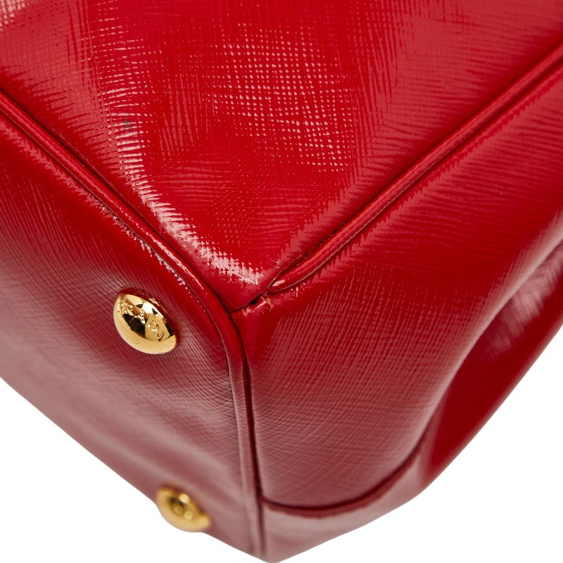 プラダ 三角ロゴプレート ガレリア ハンドバッグ ショルダーバッグ 2WAY BN2274 レッド サフィアーノレザー レディース PRADA 【中古】