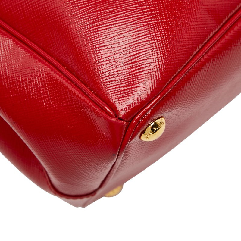 プラダ 三角ロゴプレート ガレリア ハンドバッグ ショルダーバッグ 2WAY BN2274 レッド サフィアーノレザー レディース PRADA 【中古】