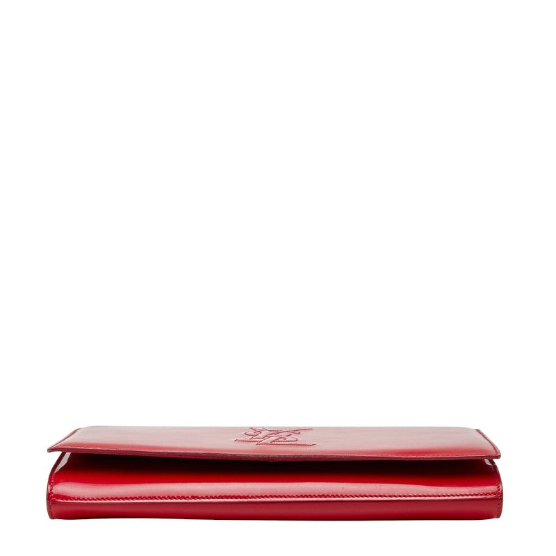 サンローラン ロゴ クラッチバッグ レッド パテントレザー レディース SAINT LAURENT 【中古】