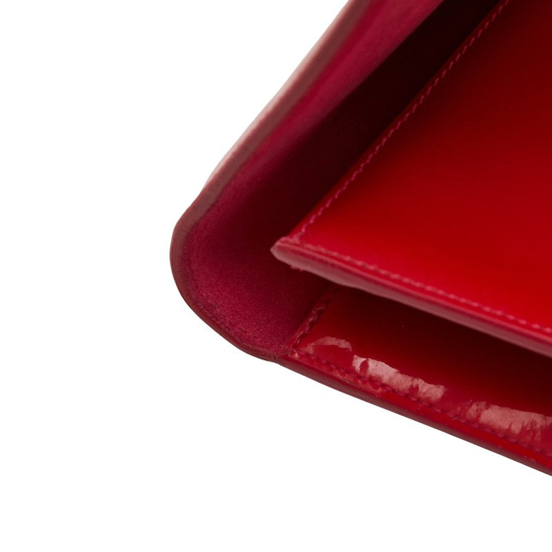 サンローラン ロゴ クラッチバッグ レッド パテントレザー レディース SAINT LAURENT 【中古】