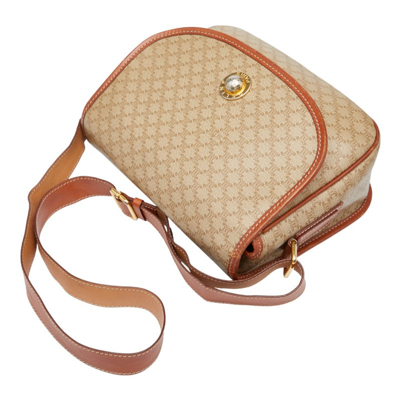 セリーヌ マカダム スターボール ショルダーバッグ ベージュ ブラウン PVC レザー レディース CELINE 【中古】