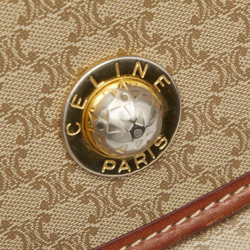 セリーヌ マカダム スターボール ショルダーバッグ ベージュ ブラウン PVC レザー レディース CELINE 【中古】