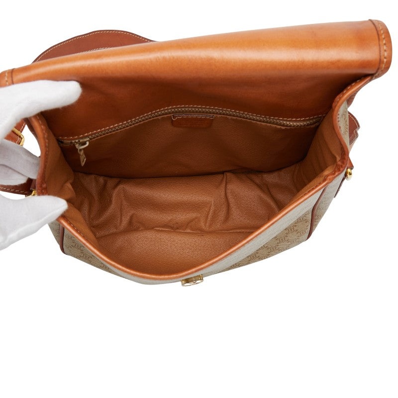 セリーヌ マカダム スターボール ショルダーバッグ ベージュ ブラウン PVC レザー レディース CELINE 【中古】