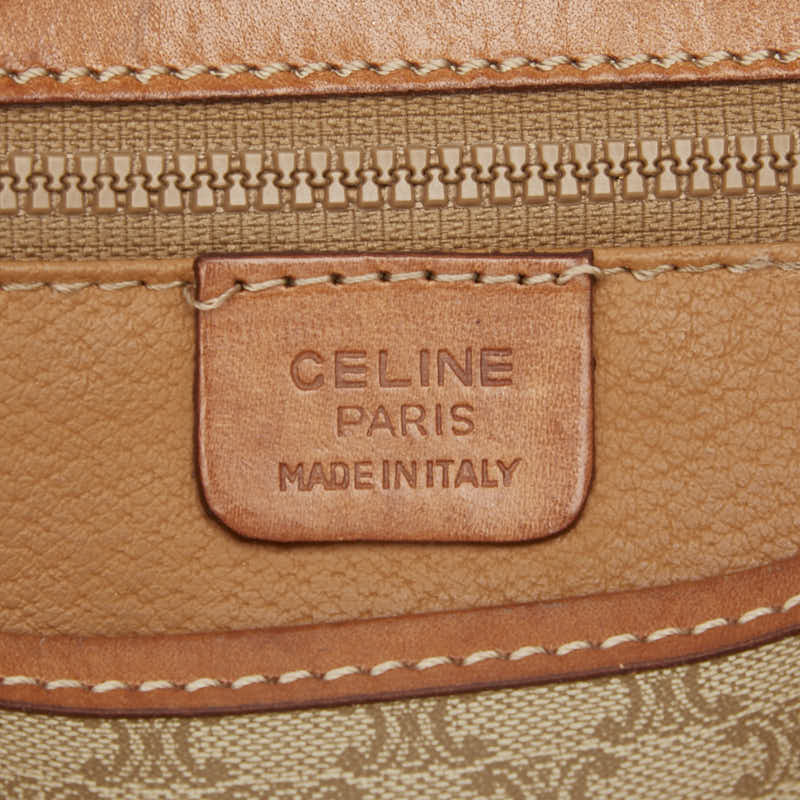 セリーヌ マカダム スターボール ショルダーバッグ ベージュ ブラウン PVC レザー レディース CELINE 【中古】