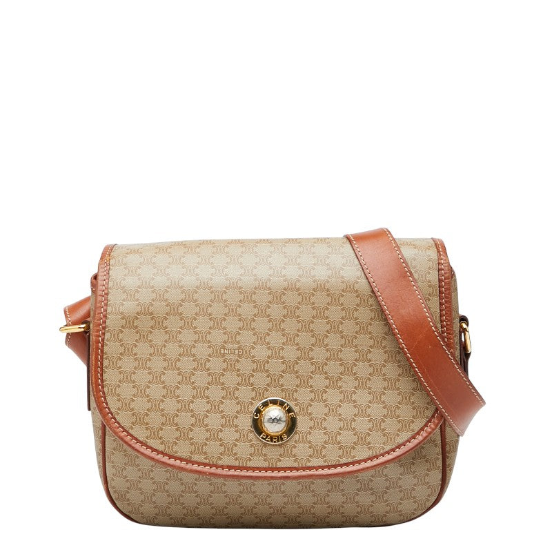 セリーヌ マカダム スターボール ショルダーバッグ ベージュ ブラウン PVC レザー レディース CELINE 【中古】