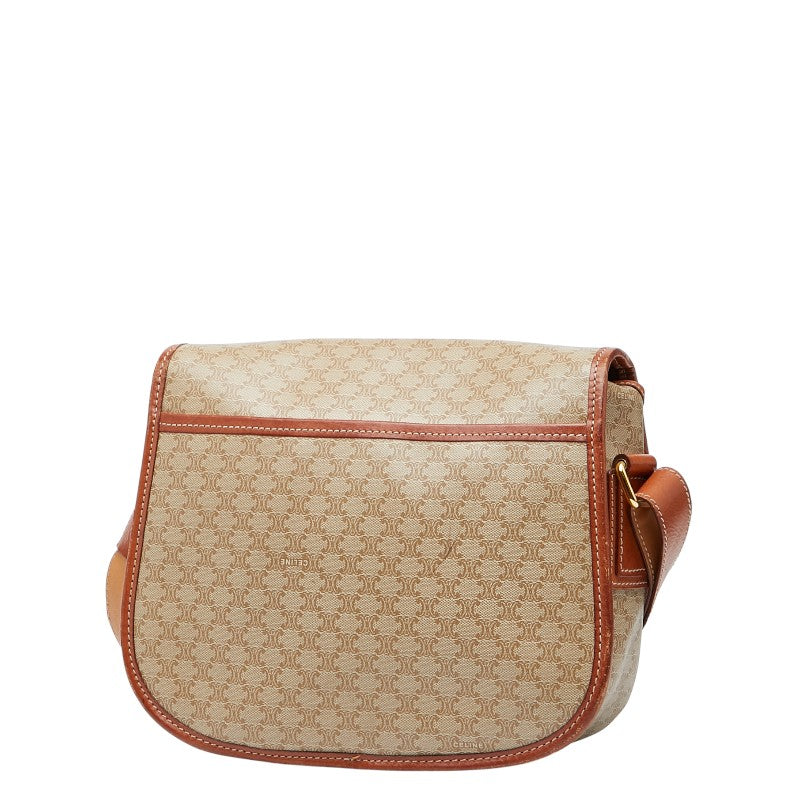 セリーヌ マカダム スターボール ショルダーバッグ ベージュ ブラウン PVC レザー レディース CELINE 【中古】