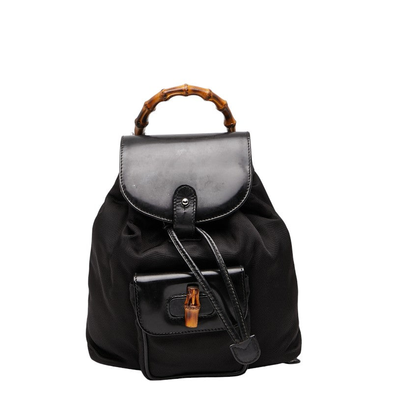 グッチ バンブー ミニリュック バックパック 003.1998.0030 ブラック ナイロン レザー レディース GUCCI 【中古】