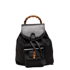 グッチ バンブー ミニリュック バックパック 003.1998.0030 ブラック ナイロン レザー レディース GUCCI 【中古】
