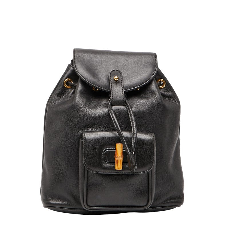 グッチ バンブー リュック バックパック 003 1705 0030 ブラック スウェード レザー レディース GUCCI 【中古】