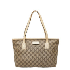 グッチ GGスプリーム ハンドバッグ トートバッグ 211138 ベージュ アイボリー PVC レザー レディース GUCCI 【中古】