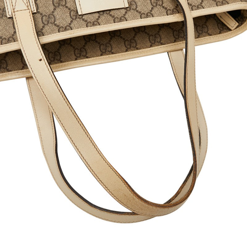 グッチ GGスプリーム ハンドバッグ トートバッグ 211138 ベージュ アイボリー PVC レザー レディース GUCCI 【中古】