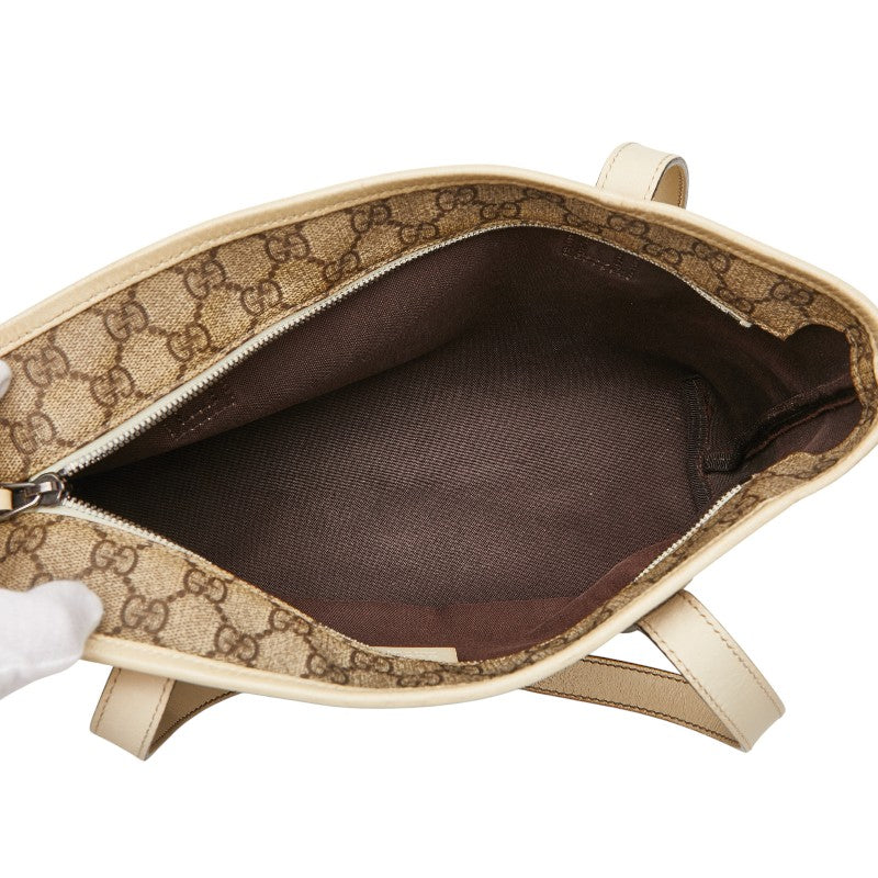 グッチ GGスプリーム ハンドバッグ トートバッグ 211138 ベージュ アイボリー PVC レザー レディース GUCCI 【中古】