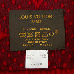 ルイ ヴィトン モノグラム エシャルプ ロゴマニア マフラー M72432 レッド ウール シルク レディース LOUIS VUITTON 【中古】