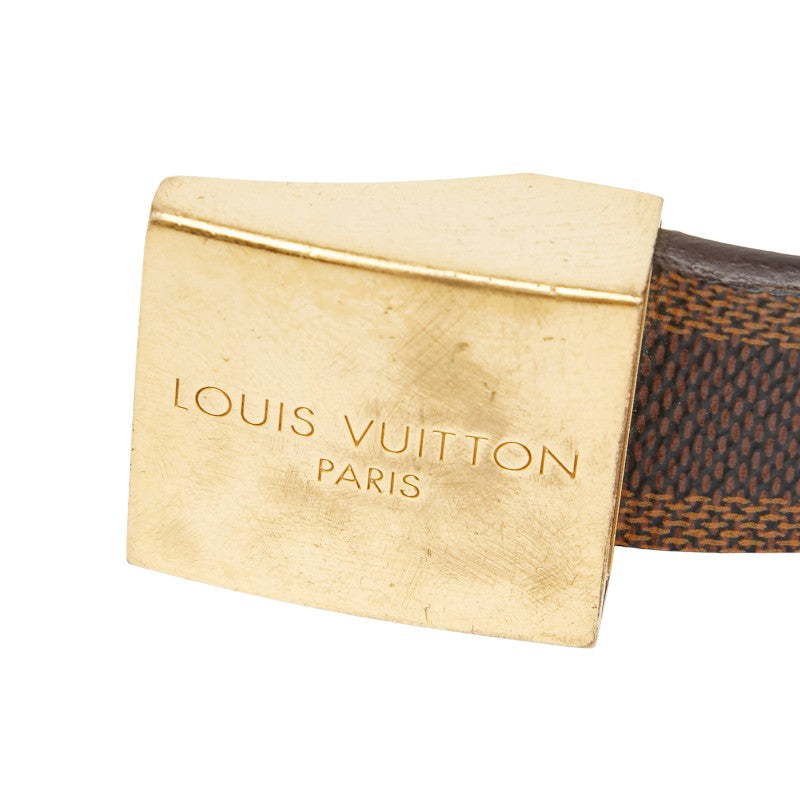 ルイ ヴィトン ダミエ サンチュール キャレ ベルト M6802 ブラウン ゴールド PVC メッキ メンズ LOUIS VUITTON 【中古】