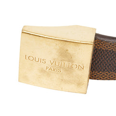 ルイ ヴィトン ダミエ サンチュール キャレ ベルト M6802 ブラウン ゴールド PVC メッキ メンズ LOUIS VUITTON 【中古】