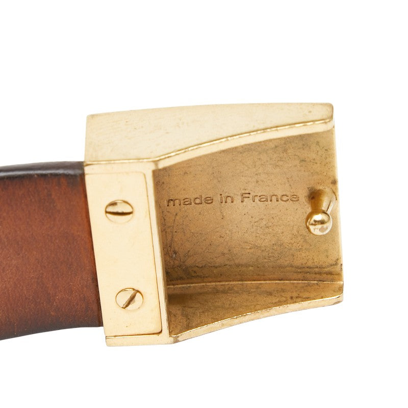 ルイ ヴィトン ダミエ サンチュール キャレ ベルト M6802 ブラウン ゴールド PVC メッキ メンズ LOUIS VUITTON 【中古】
