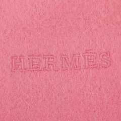 エルメス ロゴ刺繍 マフラー ピンク カシミヤ レディース HERMES 【中古】