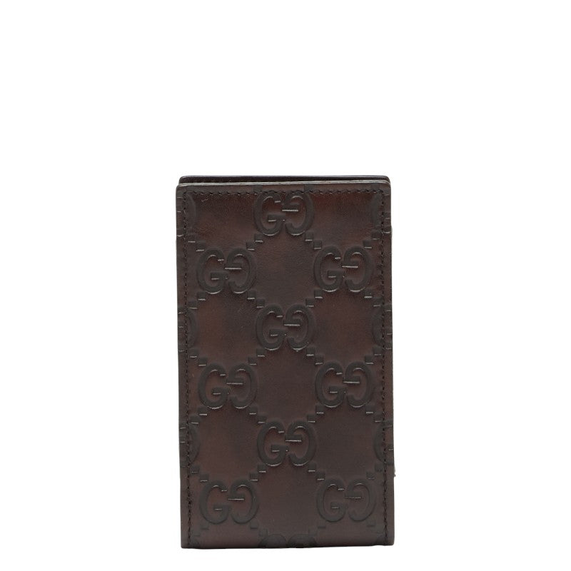 グッチ グッチシマ ネックポーチ フォンホルダー 125848 ダークブラウン レザー レディース GUCCI 【中古】