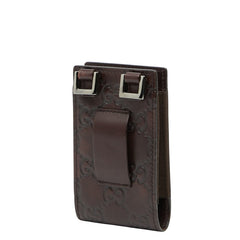 グッチ グッチシマ ネックポーチ フォンホルダー 125848 ダークブラウン レザー レディース GUCCI 【中古】