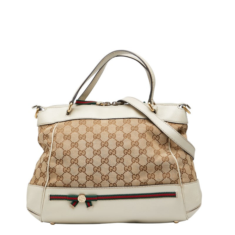 グッチ GGキャンバス メイフェア トートバッグ ショルダーバッグ 2WAY 269894 ベージュ アイボリー キャンバス レザー レディース GUCCI 【中古】