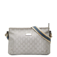 グッチ GGキャンバス シェリーライン 斜め掛け ショルダーバッグ 189749 シルバー キャンバス レザー レディース GUCCI 【中古】