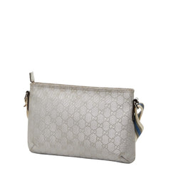グッチ GGキャンバス シェリーライン 斜め掛け ショルダーバッグ 189749 シルバー キャンバス レザー レディース GUCCI 【中古】