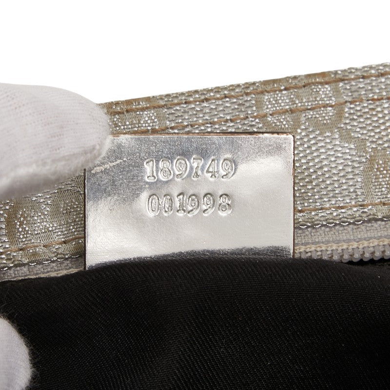 グッチ GGキャンバス シェリーライン 斜め掛け ショルダーバッグ 189749 シルバー キャンバス レザー レディース GUCCI 【中古】