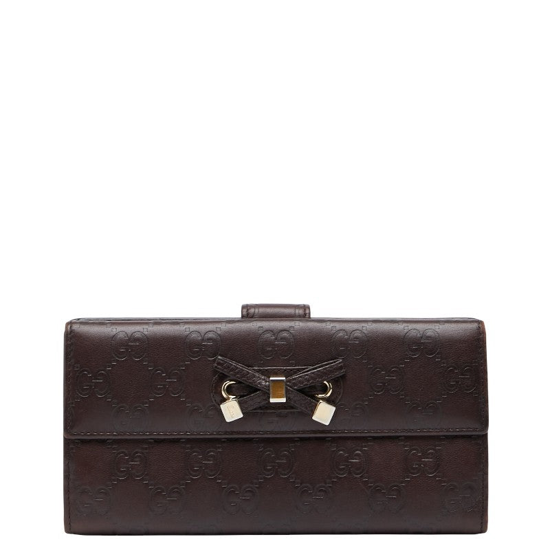 グッチ グッチシマ プリンシー 長財布 167464 ブラウン レザー レディース GUCCI 【中古】
