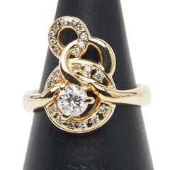 K18YG イエローゴールド ダイヤ0.380ct ダイヤ0.118ct ラウンド サークル モチーフ リング 指輪 レディース 10.5号 【中古】