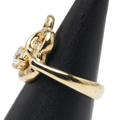 K18YG イエローゴールド ダイヤ0.380ct ダイヤ0.118ct ラウンド サークル モチーフ リング 指輪 レディース 10.5号 【中古】