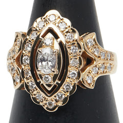 K18YG イエローゴールド ダイヤ0.25ct ダイヤ0.46ct リング 指輪 レディース 13号 【中古】