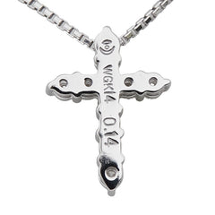 タサキ K14WG ホワイトゴールド ダイヤ0.14ct クロス 十字架 モチーフ ベネチアンチェーン ネックレス レディース TASAKI 【中古】