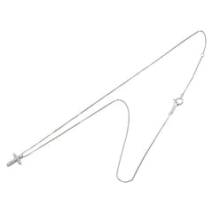 タサキ K14WG ホワイトゴールド ダイヤ0.14ct クロス 十字架 モチーフ ベネチアンチェーン ネックレス レディース TASAKI 【中古】