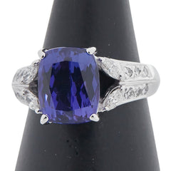 K18WG ホワイトゴールド タンザナイト5.00ct ダイヤ0.41ct リング 指輪 レディース 12.5号 【中古】