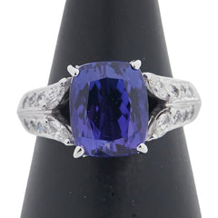 K18WG ホワイトゴールド タンザナイト5.00ct ダイヤ0.41ct リング 指輪 レディース 12.5号 【中古】