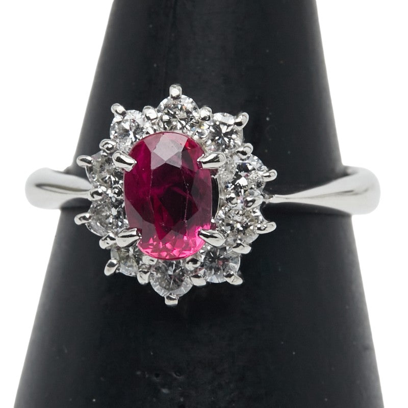 Pt900 プラチナ ルビー1.03ct ダイヤ0.51ct リング 指輪 レディース 10.5号 【中古】
