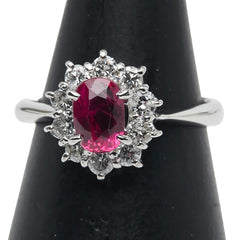 Pt900 プラチナ ルビー1.03ct ダイヤ0.51ct リング 指輪 レディース 10.5号 【中古】