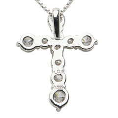 Pt900 プラチナ Pt850 プラチナ ダイヤ1.01ct クロス 十字架 モチーフ ベネチアンチェーン ネックレス レディース 【中古】