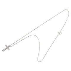 Pt900 プラチナ Pt850 プラチナ ダイヤ1.01ct クロス 十字架 モチーフ ベネチアンチェーン ネックレス レディース 【中古】