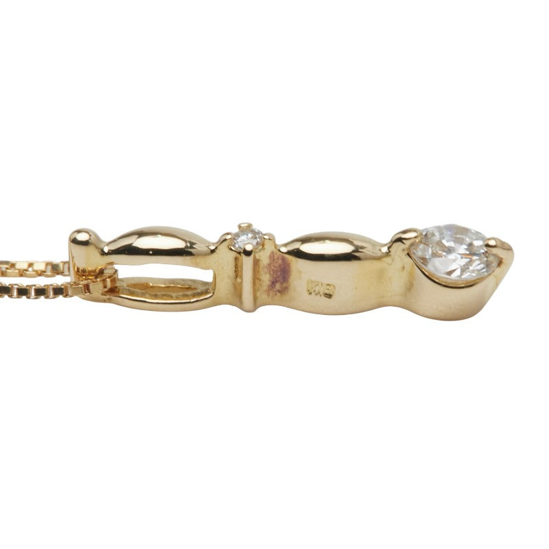 K18YG イエローゴールド ダイヤ0.10ct ペンダントネックレス レディース 【中古】