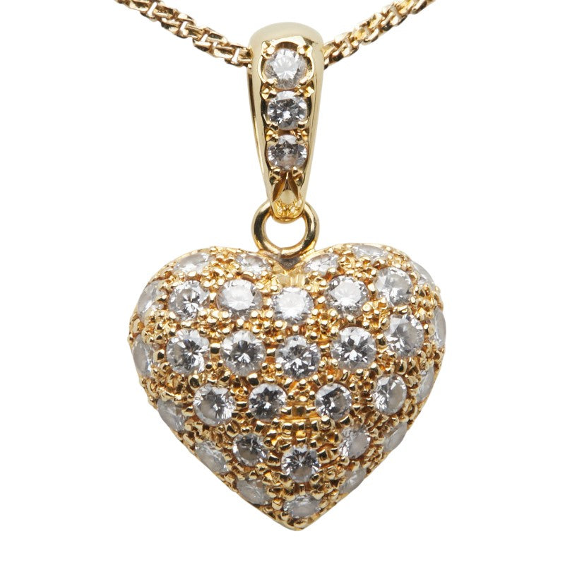 K18YG イエローゴールド ダイヤ1.05ct ハート モチーフ ネックレス レディース 【中古】